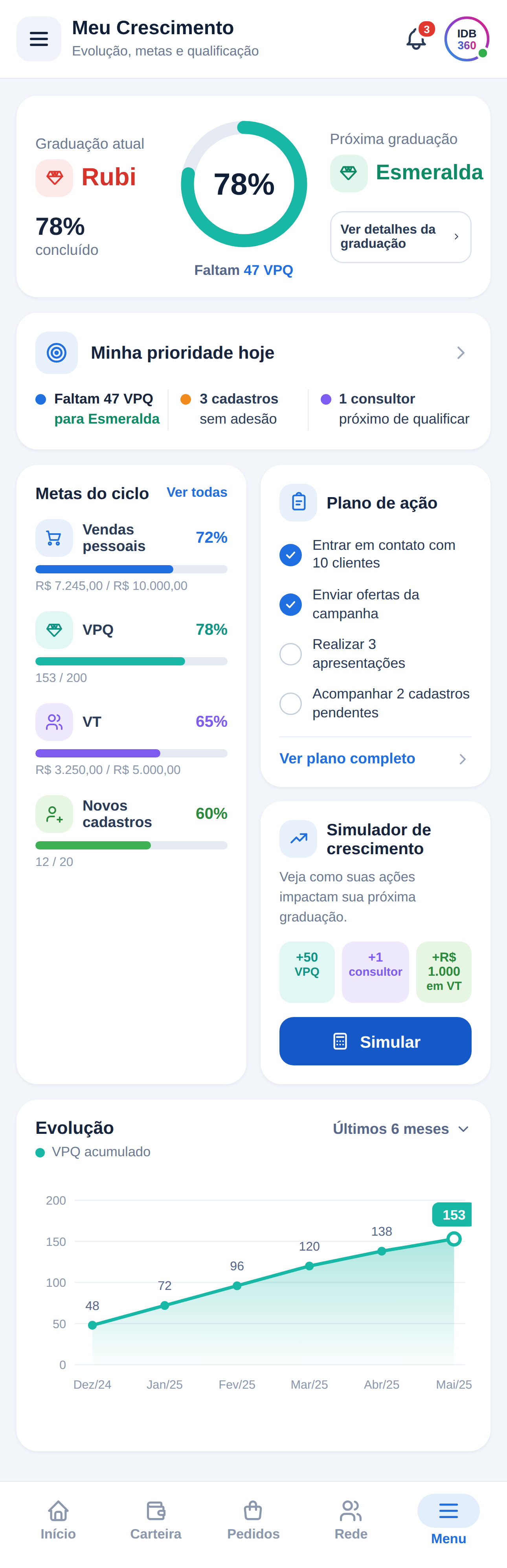 Aplicativo mobile da IDBCONNECT para consultores