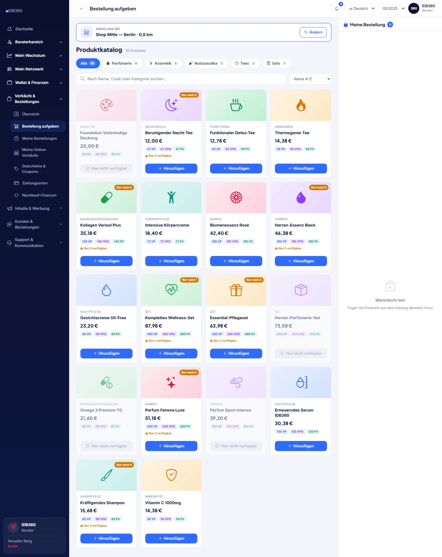 Katalog und Bestellung in IDBCONNECT