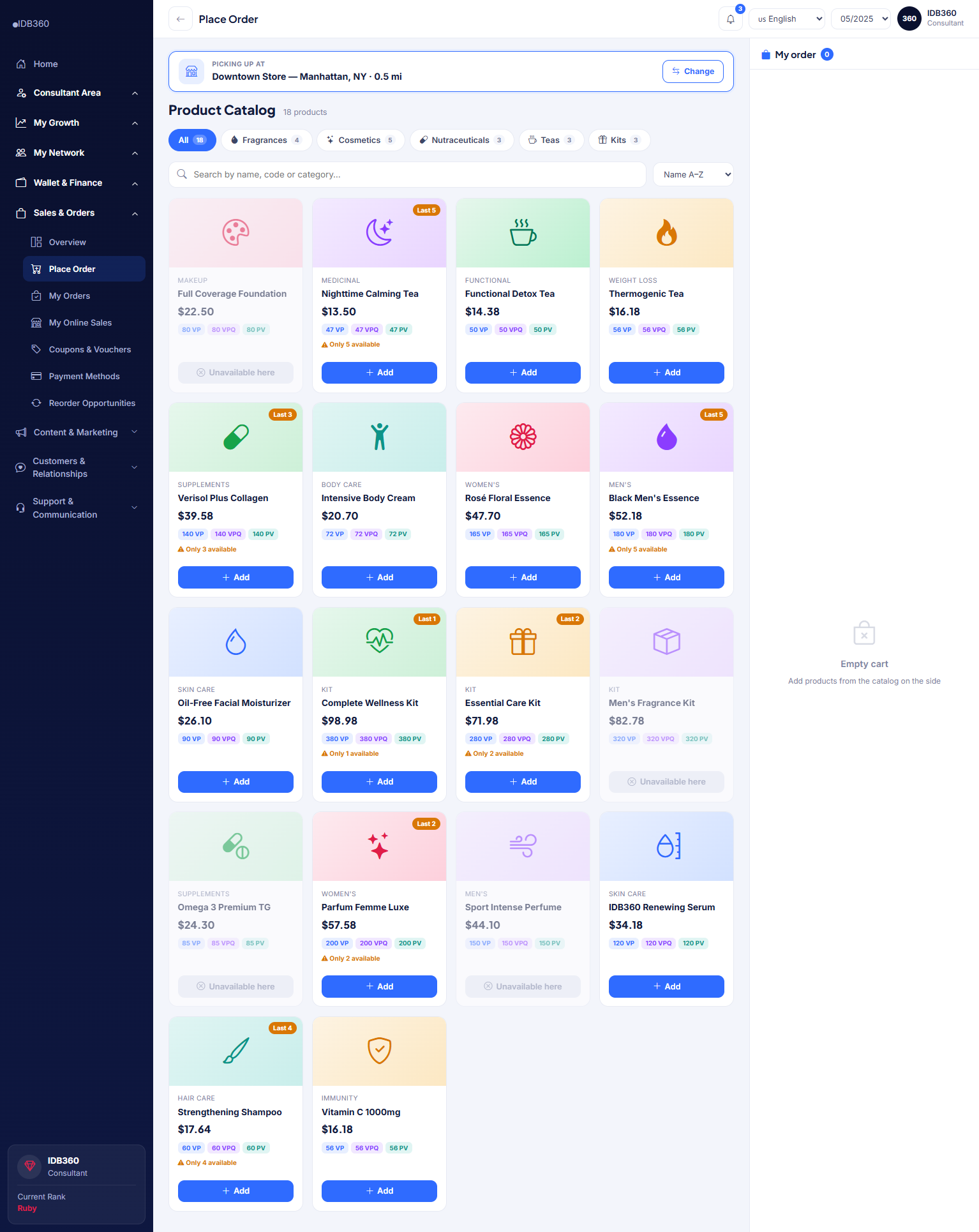 Consultant store and orders in IDBCONNECT