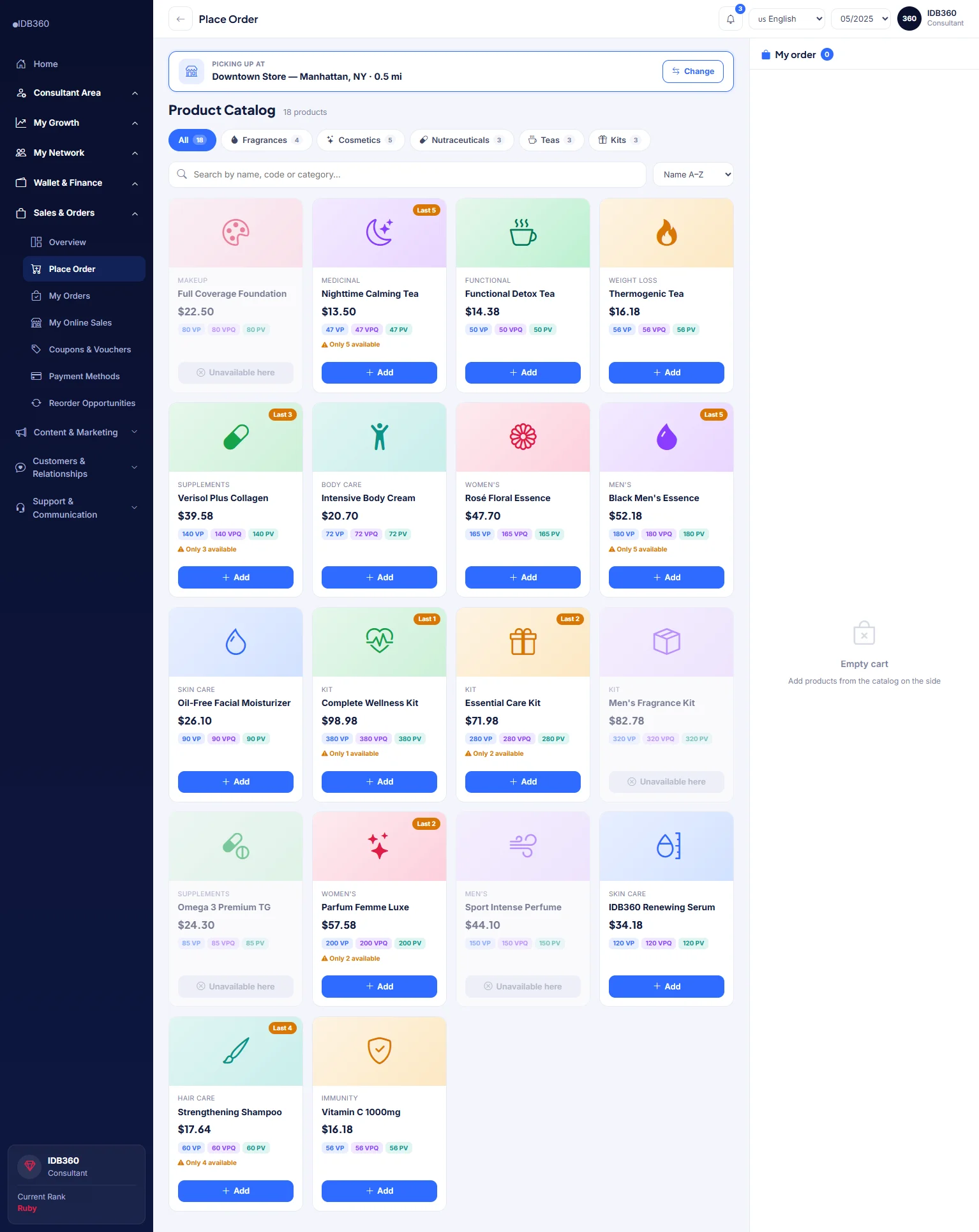 Consultant store and orders in IDBCONNECT