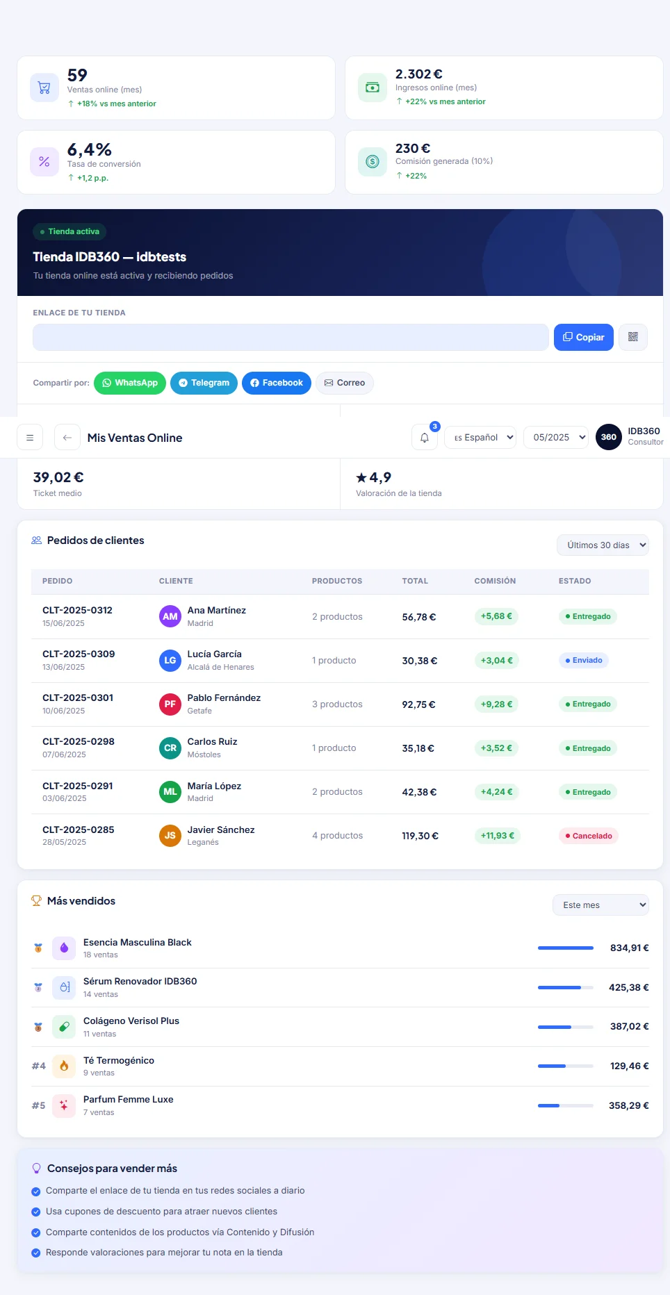 Ventas online en IDBCONNECT