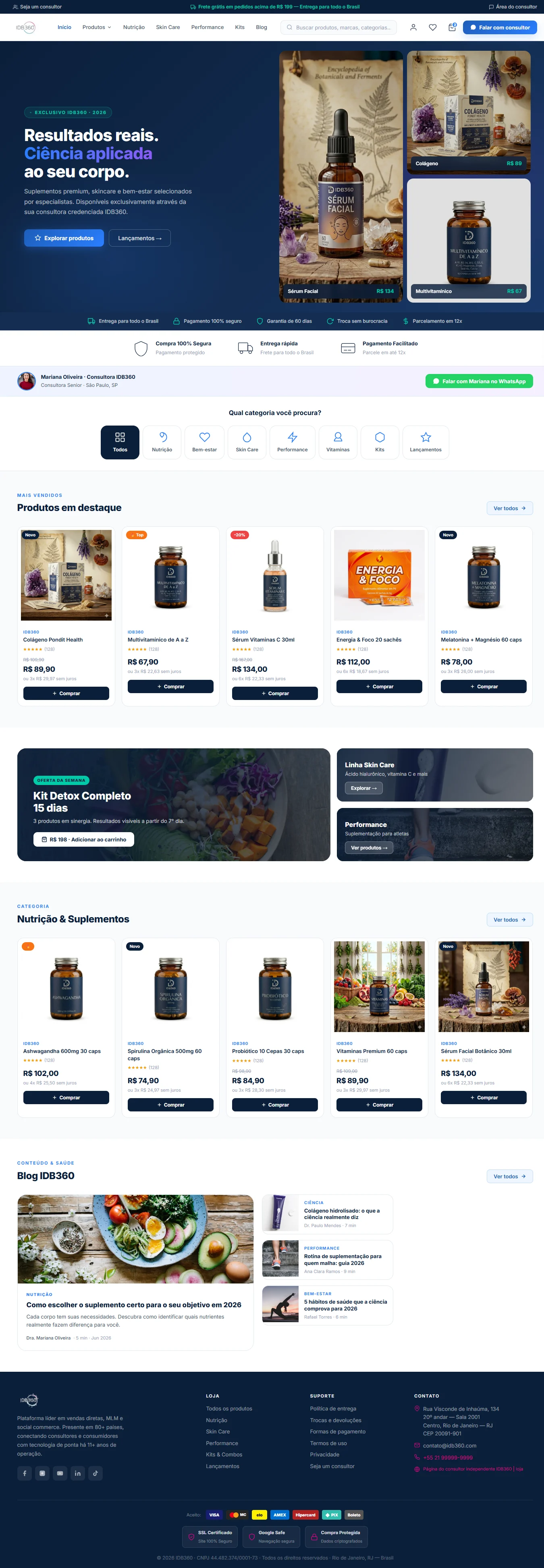Loja do consumidor final na IDBCONNECT